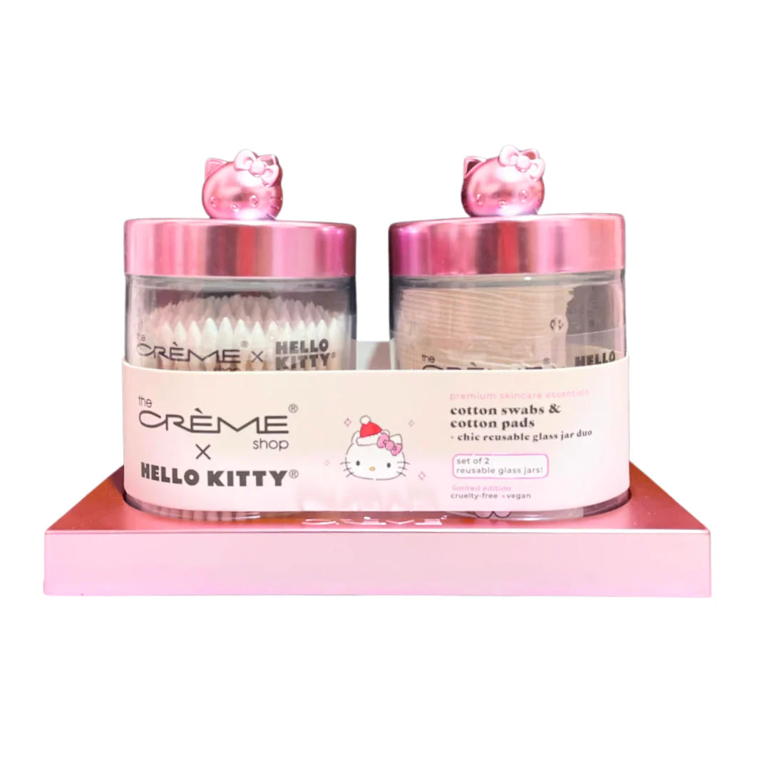 Hello Kitty glass jars set - cotton pads deals and swabs by The Creme Shop